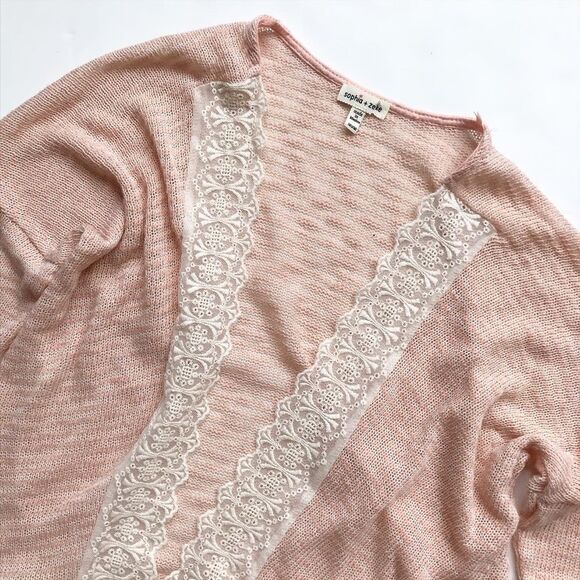 Sophia + Zeke light open front cardigan EUC M(10Y) - Picture 2 of 4